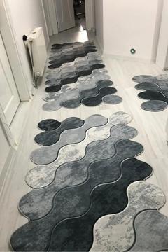 Gri Lazer Kesim Yolluk Koridor Halısı Makinede Yıkanabilir Kaymaz Taban Yolluk Hol Antre Halısı