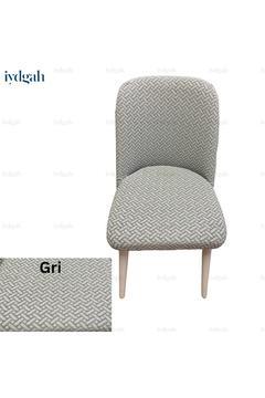 Tuğla Desen Kaliteli Büyük Oval Sandalye Kılıfı, Sandalye Örtüsü, Hasır Desen, Lastikli 1 Adet Gri