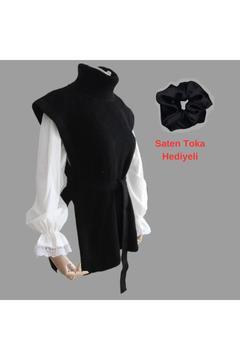 Kadın Boğazlı Kazak Yelek