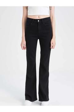 Siyah Ispanyol Paça Yüksek Bel Power Likra Kot Pantolon