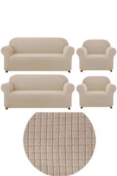 Likrali Pitikare Desen(3311) Koltuk Kılıfı, Lastikli Esnek Yikanabilir Koltuk Kanepe Çekyat Örtüsü