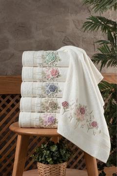 3D Nakışlı 50 x 90 Bambu El Havlusu (6 Adet)