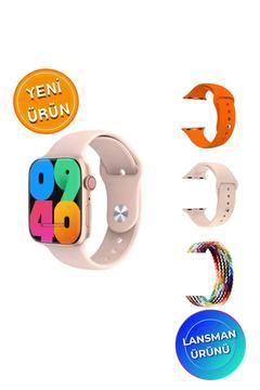 W-SQ9 Mini Akıllı Saat | 3 Kordon, Rose Gold Kasa, Arama, Mesaj Bildirimleri, Spor Sağlık Takibi