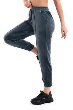 Petrol Yeşili Yumoş Kadife Eşofman Altı Likralı Jogger