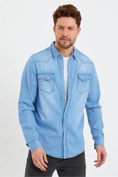 - Erkek Denim Gömlek Açık Mavi