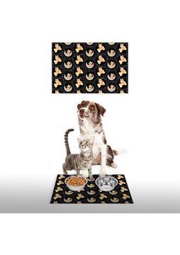 Vagonik Water Food Kedi Köpek Antrasit Dijital Baskılı 35X50 Dekoratif Çok Amaçlı Mama Altlığı Mama Paspası