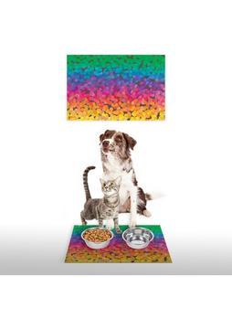 Vagonik Water Food Kedi Köpek Rainbow Desenli  Dijital Baskılı 35X50 Dekoratif Çok Amaçlı Mama Altlığı Mama Paspası