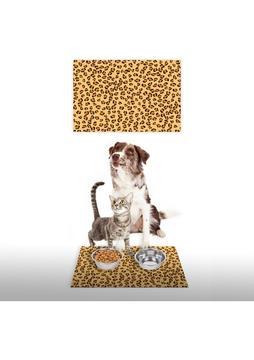 Vagonik Water Food Kedi Köpek Leopar Desenli Dijital Baskılı 35X50 Dekoratif Çok Amaçlı Mama Altlığı Mama Paspası