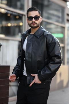 vintage erkek siyah deri ceket