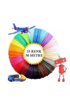25 Renk 50 Metre (25 X 2 METRE) 3d Kalem Yazıcılar Için Filament