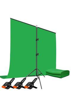 Green Screen Greenbox Yeşil Fon Perde (1.5x2 M) + Tek Ayaklı Fon Standı + 3 Mandal