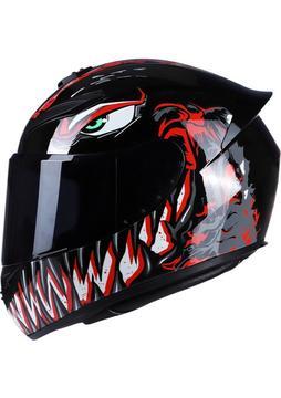 Gahome Desenli Siyah Vizörlü Motosiklet Kaskı - Kırmızı (Yurt Dışından)