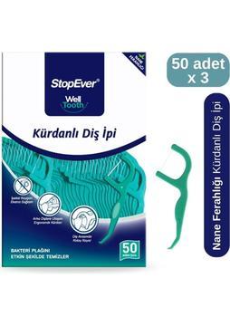 StopEver Kürdanlı Diş İpi 3'lü Paket 3 x 50 - 150 Adet - Taşıma Kılıflı