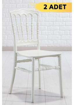 Mobetto 2 Adet Miray Beyaz Pratik Sandalye / Balkon-Bahçe-Mutfak