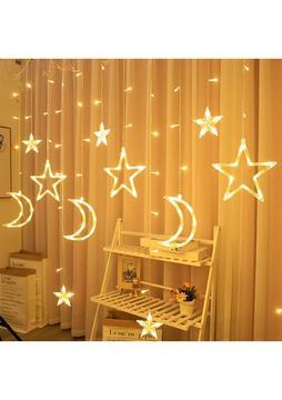 Robeve Ay Yıldız Yılbaşı LED Işık 8 Fonksiyonlu LED Işık Yılbaşı Süsleme Dekoratif Animasyonlu LED Işık