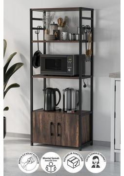 Bofigo Mutfak Standı 2 Kapaklı 4 Raflı Kahve Köşesi Mutfak Rafı Mutfak Bangosu Kolombiya Mars