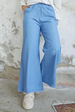 Devi Bol Paça Kot Pantolon - Açık Mavi