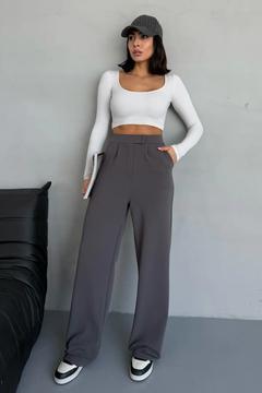 Cırtlı Ayarlanabilir Bel Likralı Palazzo Pantolon