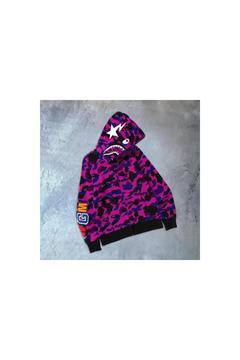 - Erkek 2 İplik Bape Kapüşonu Fermuarlı Hırka