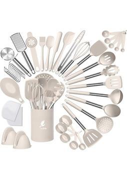 Valletta Manila 43 Parça Isıya Dayanıklı Silikon Yanmaz Yapışmaz Standlı Servis Seti Vanilya