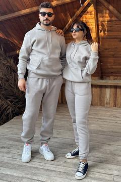 Üç Iplik Kompakt Kapüşonlu Kanguru Cepli Içi Pamuklu Yumuşacık Oversize Eşofman Takımı (TEK TAKIM)