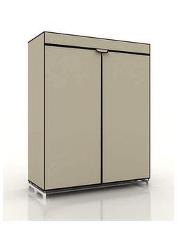 Burak Çelik Borulu Plastik Raflı Gri Bez Dolap Gardırop