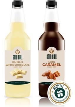 Gold Gull Beyaz Çikolata &amp; Karamel Aromalı Kahve &amp; Meyve Şurubu 2 x 700 ml