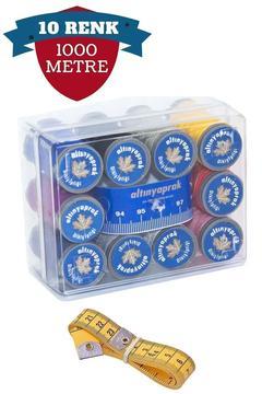 10 Renk 1000 Mt Kutulu Mezuralı Dikiş Ipliği Seti 716741