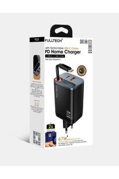 67W HIZLI ŞARJ PREMİUM KALİTE DAHİLİ  TYPE-C + USB-A ÇIKIŞ, MAKARA SİSTEMLİ DAHİLİ TYPE-C KABLOLU
