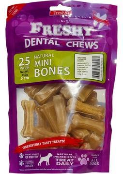 Freshy Dental Natürel Pres Köpek Kemirme Kemiği - 5 Santim - 25'li Paket - 250 Gram