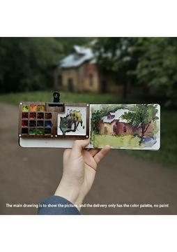 Sagrado Taşınabilir Suluboya Paleti, 15 Renkli Eskiz Defteri Paleti, Ahşap Palet Kutusu, Seyahat Boya Paleti (Renksiz) (Yurt Dışından)