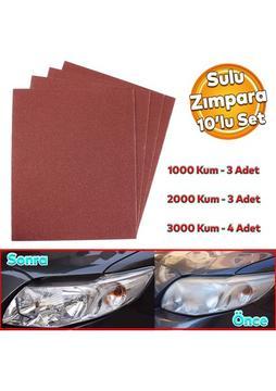 Badem10 Far Temizleme Ince Kalın Kum Kağıt El Su Zımparası Kağıdı Araç Oto Parlatma Set 1000-2000-3000 Kum (10 ADET)