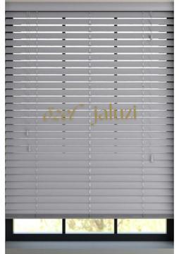 Özel Jaluzi Açık Gri 50 mm Ahşap Görünümlü Jaluzi