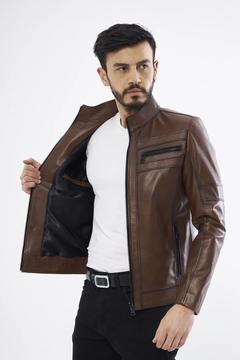 Derinss Der101 Hakiki Deri Erkek Taba Mont