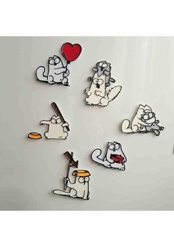 Nana Art 6 Farklı Simon's Cat Renkli Kedi Magnet Mıknatıslı Buzdolabı Süsü