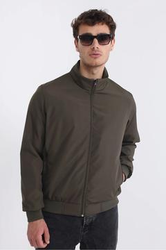 Erkek Rüzgar Geçirmez Sıcak Tutan Hafif Dik Yaka Haki Mont