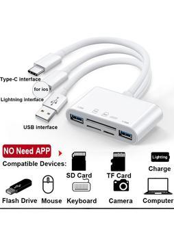 Foxyn FXN-1032 Pro Type-C Lightning Usb-A To 2x Usb3.0 Sd Tf Pd Kart Okuyucu Çevirici Hub Adaptör