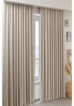 Homefesto Modern Fon Perde Blackout %100 Işık Geçirmez Krem Karartma Perde Pilesiz Ekstraforlu Güneşlik 140 x 260 cm