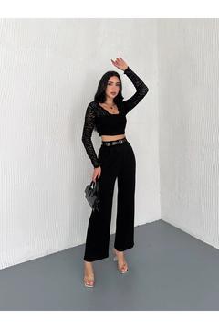 Kemerli Ve Ön Pileli Pantolon /kadın Bürümcük Kumaş Pantolon Salaş Kesim