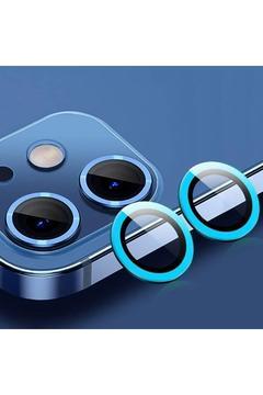 Iphone 11/12/12 Mini Uyumlu Fosforlu Kamera Lens Koruyucu(2'li Set) Neon Mavi