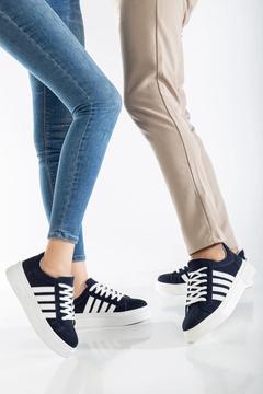 Unisex Garantili Günlük Hafif Esnek Dikişli Poli Taban Lacivert Spor Sneaker Ayakkabı