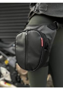 Motobros Karbon Desenli Deri Motosiklet Bacak Çantası 3 Gözlü (Su Geçirmez)