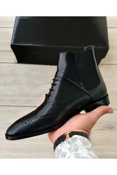 SİYAH TARZ ERKEK TAKIM ALTI KLASİK DERİ BOT