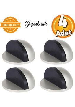 Badem10 Yarımay Yapışkanlı Kapı Kolu Stoperi Tamponu Metal Kapı Stopu Durdurucu Tutucu Tutacağı Gri 4 Adet