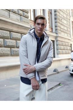 Erkek Basic Su Geçirmez Kapüşonlu Mont Taş