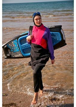 Marina Paraşüt Siyah Tam Kapalı Tesettür Mayo M2312