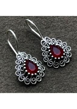 Midyat Nurtaş Gümüş Damla Model Gümüş Oksitli Telkari Kadın Küpe