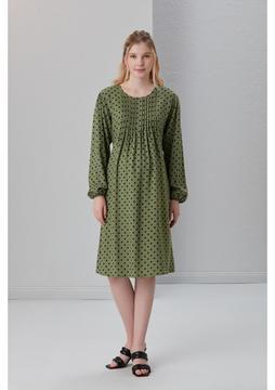 Işşıl 4502-NERVÜRLÜ Yaka Puanlı Viskon Hamile Tunik-Elbise