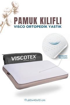 Pamuk Kılıflı Small Visco Ortopedik Yastık, Kahverengi, 60x40x10 cm