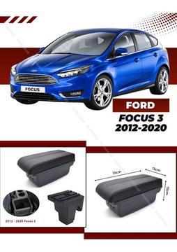 Ford Focus 3 2012-2020 Sürgülü Kolçak Kol Dayama 2 Adet USB Li Araca Özel Delmesiz Vidasız Montaj